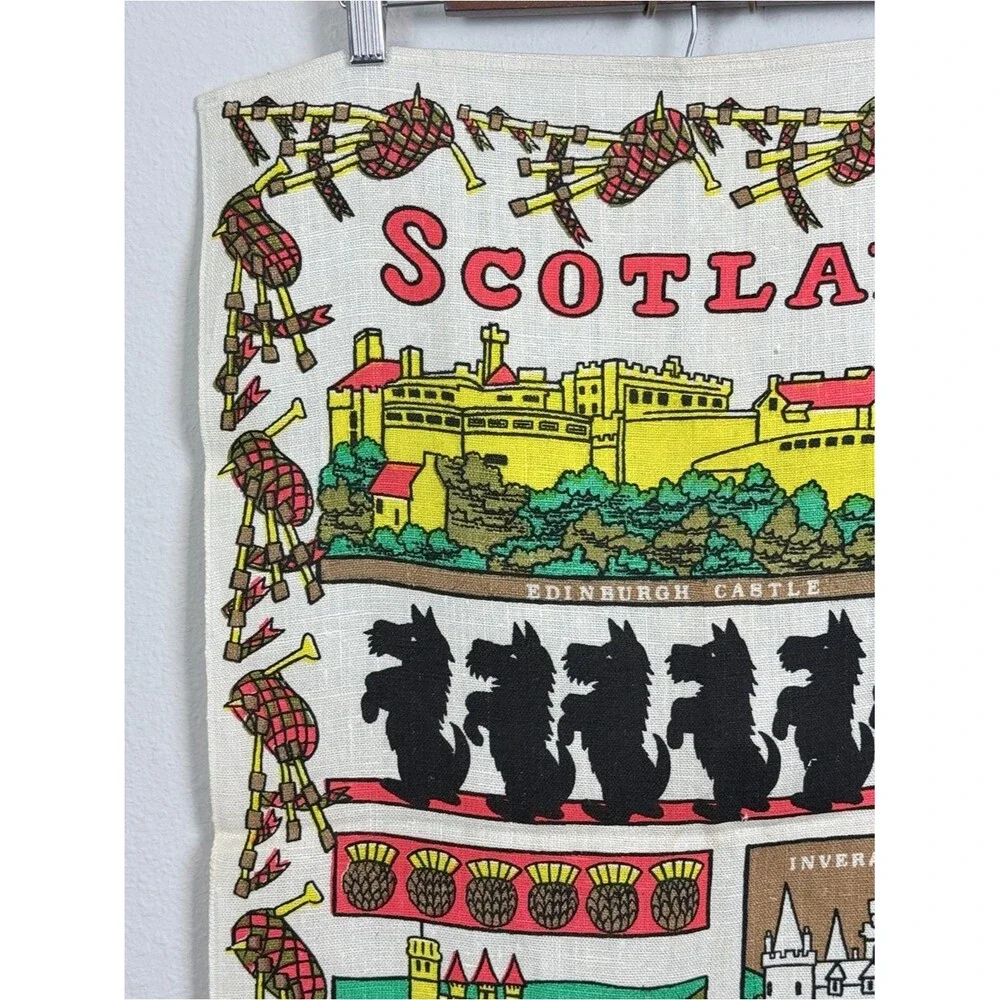 Vintage Linen Scotland Tea Towel Souvenir
